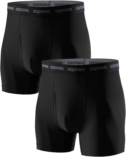 LAPASA Men's Quick Dry Travel Underwear, Terraversal Series Mesh Breathable Trunks/Boxer Briefs/Boxers (2 & 3 Packs)
