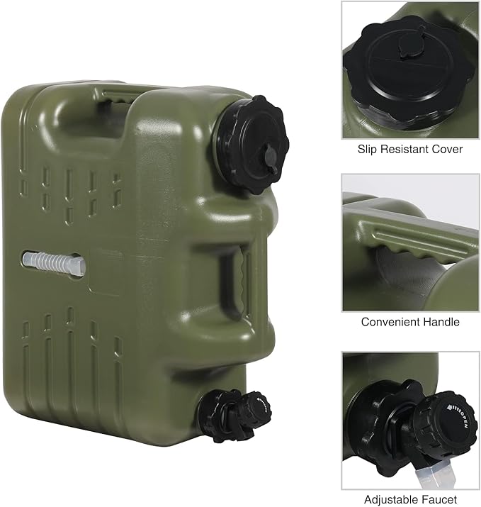 REDCAMP 5 Gallon/18.5L Portable Water Container with Spigot, Camping Water Jug, Water Tank, Portable Emergency Water Storage for Camping, Car, Hiking, Green, 2Pack