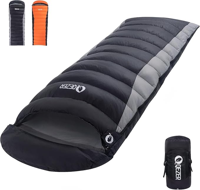 Ultralight Down Sleeping Bag for Adults - 600 Fill Power, Cold Weather, Backpacking, Camping, Hiking