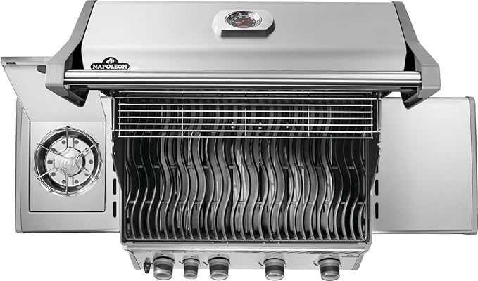 Napoleon Rogue 525 Propane Gas Grill with Range Side Burner, Stainless Steel, Durable 5-Burner Grilling Experience