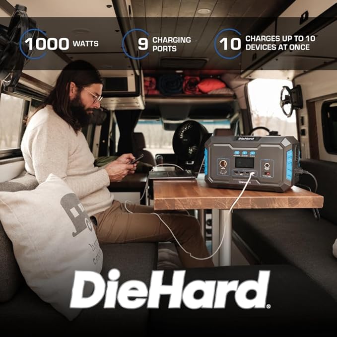 DieHard Portable Power Station 1000-Watt (2000-Watt Peak) - Quiet, Lightweight Solution for Home Backup, Weather Emergencies, Outdoor Recreation, Jobsite and more