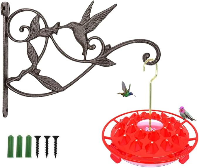 Plant Hanger Brackets Wall Mounted Cast Iron Metal Wrought Plants Hangers Hanging Decorative Hummingbird Hooks Holder for Indoor Outdoor Flower Basket Pot Planter, Bird Feeder, Wind Chimes Lantern