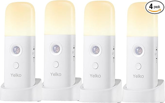YELKO Motion Sensor Night Lights, Rechargeable nightlights Battery Operated, Dimmable Table lamp with 5 Levels Brightness Adjustable, Cordless Dimmable LED Nursery Night Lights for Home