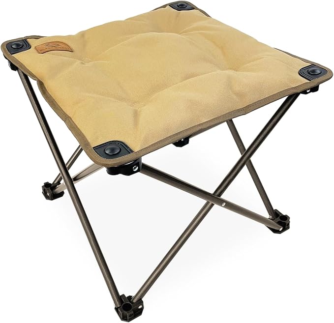 Black Sierra Traditions Camping Foot Stool, Folding Camp Ottoman, Lightweight Collapsible Camp Footrest, Folding Camping Footrest, Lightweight Beach Chair Footrest, Portable Folding Outdoor Footrest