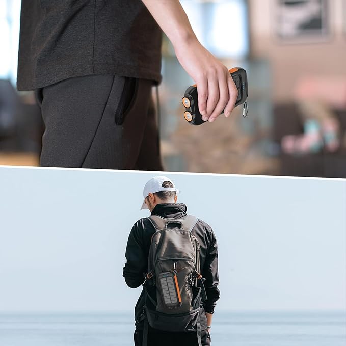 Solar Charger Power Bank 20000mAh, Portable Charger External Battery Pack 5V/3A Type C Input Output Dual Built-in Bright Flashlights, Outdoor Battery Pack for Cell Phones, Camping, Hiking, Emergency