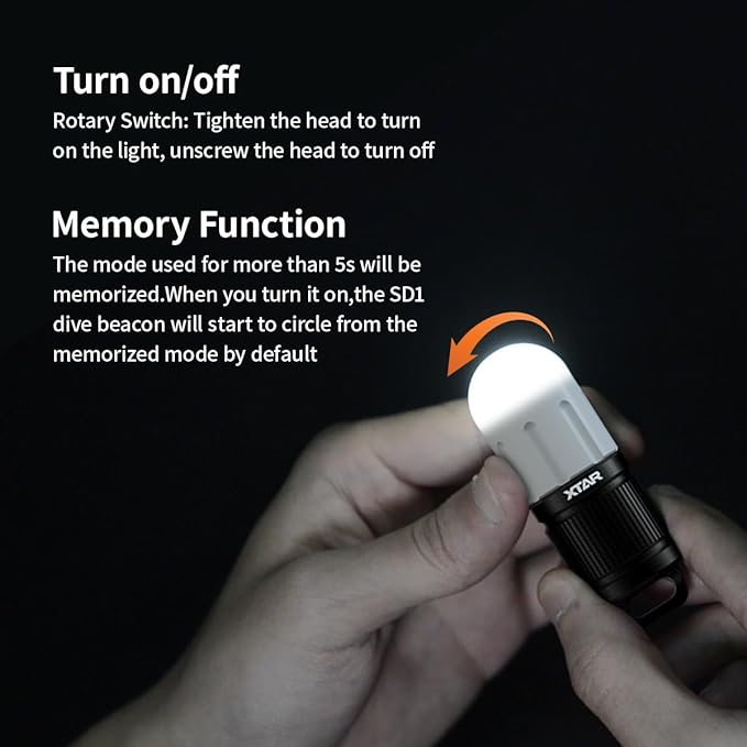 XTAR SD1 Scuba Dive Strobe Beacon,4-Color-in-1 (White,Red,Blue,Green) 8 Modes Diving Signal Light Night Dive Flashing Marker Light,for 100M Underwater Diving (SD1 Set)