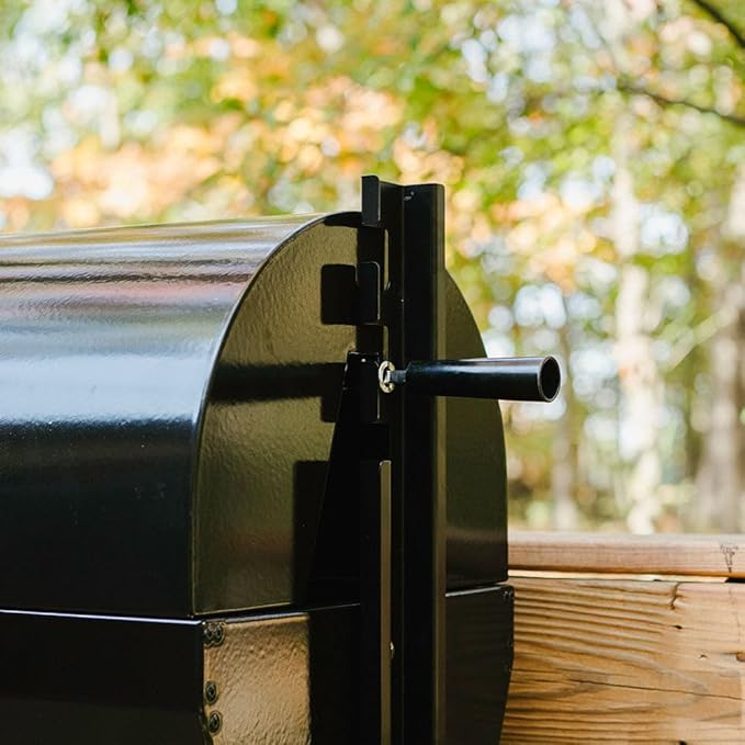 Ash & Ember 4W Rotisserie Spit Roaster Grill, Rated 33 LB, Horizontal Adjustable Spit Rod for Outdoor Charcoal BBQ with Hood, Roast Chicken, Lamb, Pig, Beef