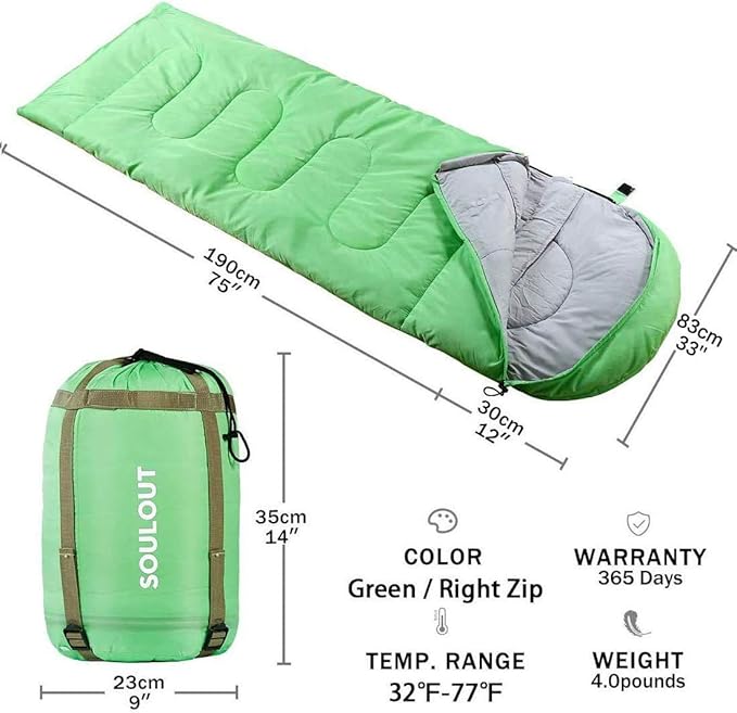 Sleeping Bag,3-4 Seasons Warm Cold Weather Lightweight, Portable, Waterproof Compression Sack Adults & Kids - Indoor & Outdoor Activities: Traveling, Camping, Backpacking, Hiking