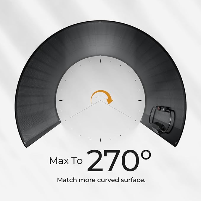 BougeRV Arch 100 Watt Fiberglass Flexible Solar Panel, Portable Bendable 12 Volts 10BB Mono Cell for RV Camping Home Boat Marine Curve Surface Black