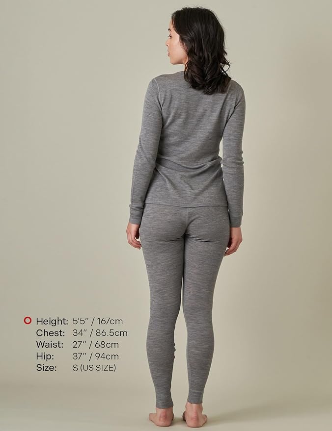 LAPASA Womens 100% Merino Wool Base Layer Set Lightweight & Midweight Thermal Underwear Long John Top & Bottom Warm L58/L91