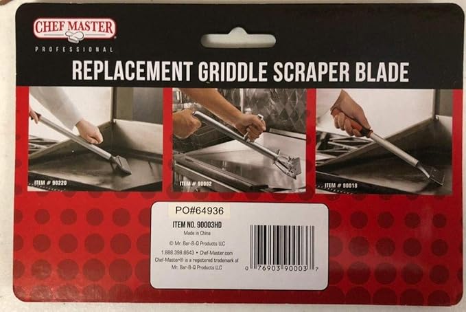 Chef Master Stainless Steel Replacement Blade Griddle Scraper, 5 1/2" Wide x 1.2mm Thick Stainless Steel Reversible Blade, Fits Most Scrapers, Double Beveled Edge for Chrome Griddle by FryOilSaver Co.