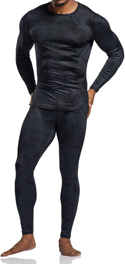 TSLA Men's Thermal Underwear Set, Microfiber Soft Fleece Lined Long Johns, Winter Warm Base Layer Top & Bottom