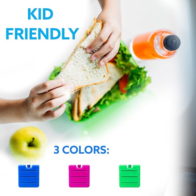 Kona Small Lunch Ice Packs Set of 6 - TSA Airline Compliant, Slim Reusable Freezer Packs, Approved Ice Replacement & Fits Most Anywhere, 3 X 3 Inches