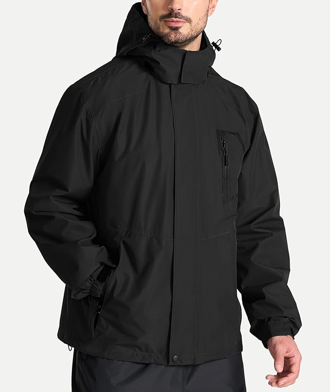 SWISSWELL Mens Rain Jackets Waterproof with Hood Men Windbreaker Jackets Lightweight Rain Coats for Golf Fishing Hiking