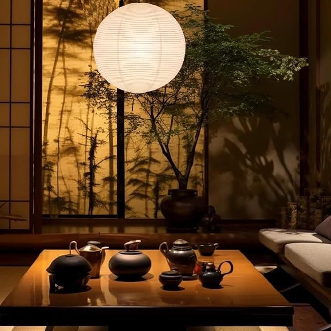 Paper Lamp Shade,50cm(19.69") Pendant Lamp Shade Round Large Paper Lantern Hanging Light Rice Paper Lantern Lampshade for Living Room Bedroom Dining Room Kids (White)