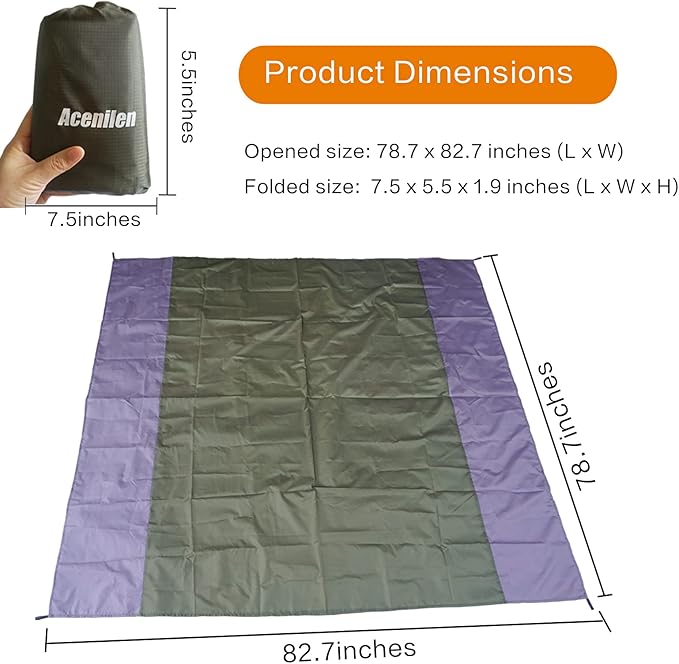 Tent Footprint, 1-4 Person Waterproof Camping Tarp Lightweight Ground Sheet Mat for Backpacking, Hiking, Beach, Picnic