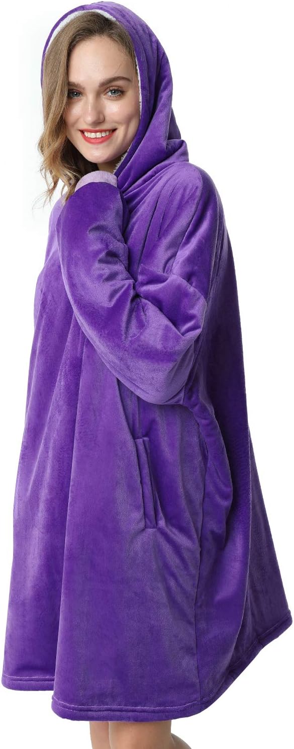 LetsFunny Blanket Hoodie,Oversized Wearable Sherpa Fleece Blanket Sweatshirt,Super Soft Warm Cozy with Giant Pocket,Gifts for Women Men Adults Teenagers Kids, One Size Fits All