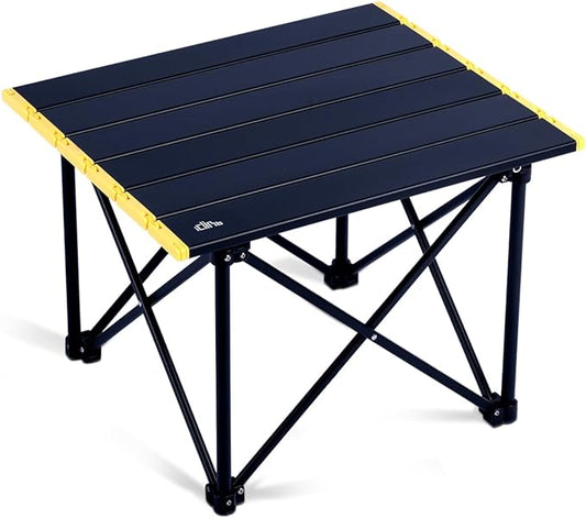 iClimb Ultralight Compact Camping Folding Table with Carry Bag (Reinforced Black - S)