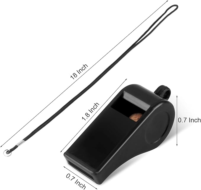 24 Pack 120dB Loud Referee Whistles with Lanyards – Heavy-Duty Black Sports Whistles for Coaches, Referees, and Team Events