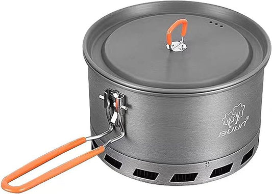 Bulin Camping Pot, 2.1L High Efficiency Backpacking Pot Ultralight Camping Cooking Set Cookware Gear with Heat-Proof Handle & Heat Exchanger for Outdoor Picnic Hiking Travel