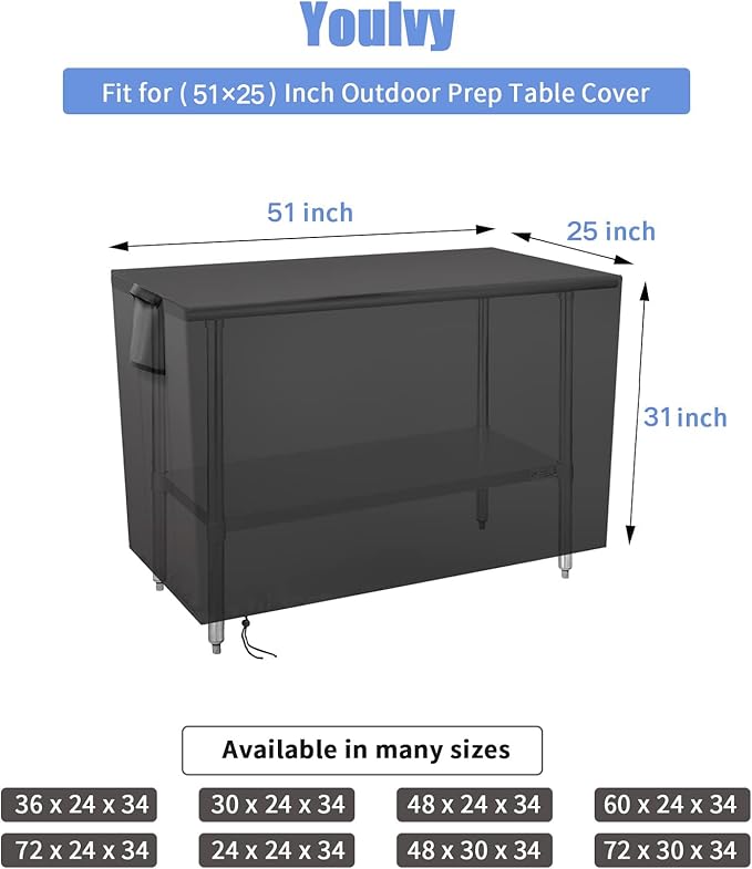 Outdoor Grill Table Cover for BBQ Mall Pizza Oven Cart Table,Waterproof Patio Pizza Oven Cart Cover - 51 X 25 X 31 Inch