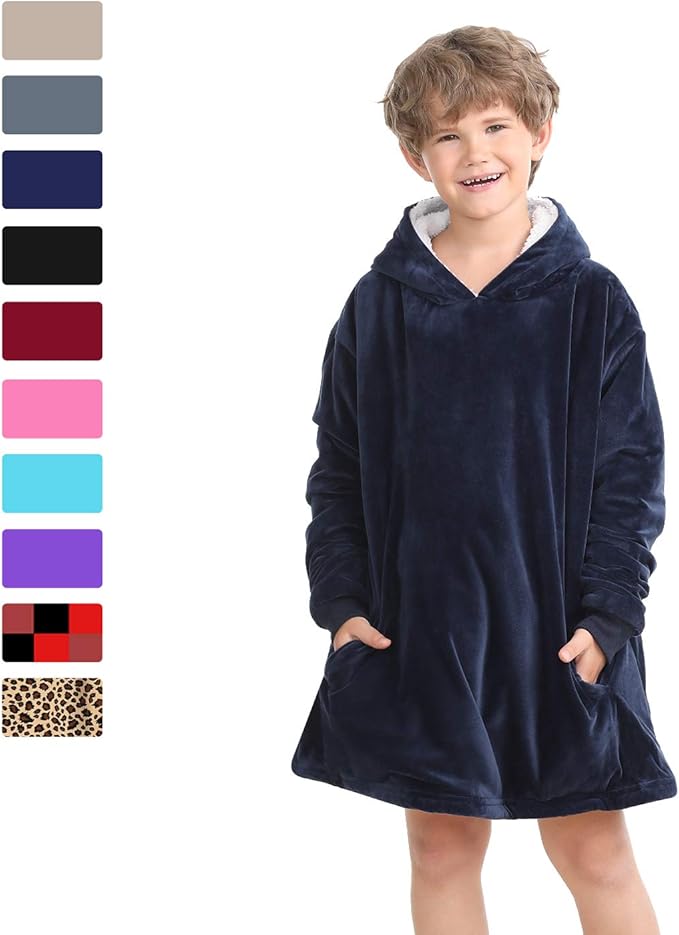 LetsFunny Blanket Hoodie,Oversized Wearable Sherpa Fleece Blanket Sweatshirt,Super Soft Warm Cozy with Giant Pocket,Gifts for Women Men Adults Teenagers Kids, One Size Fits All