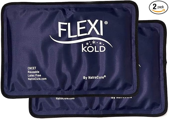 2 FlexiKold Gel Ice Packs - Ice Packs for Injuries Reusable, Back Pain Relief, Knee Ice Pack Wrap, After Surgery, Ice Pack for Knee - 6303-COLD-2PK by NatraCure - Medium – 2PK