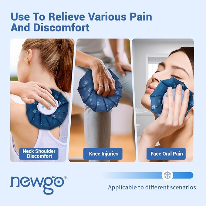 NEWGO Ice Pack for Injury Reusable, Small Ice Bag Refillable Ice Pack for Hot Cold Therapy and Pain Relief, Hot Water Bag, No-Leak Medical Ice Bag (11 Inch)