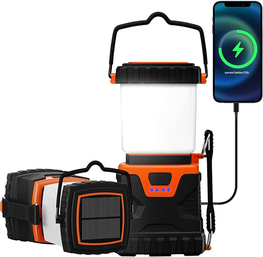 LED Camping Lantern Rechargeable,1000LM, Easy to Carry with 5 Ligth Modes, IP44 Waterproof Battery Powered Perfect for Power Outages for Power Outages, Hiking, Campsites, Emergencies(2Pack)