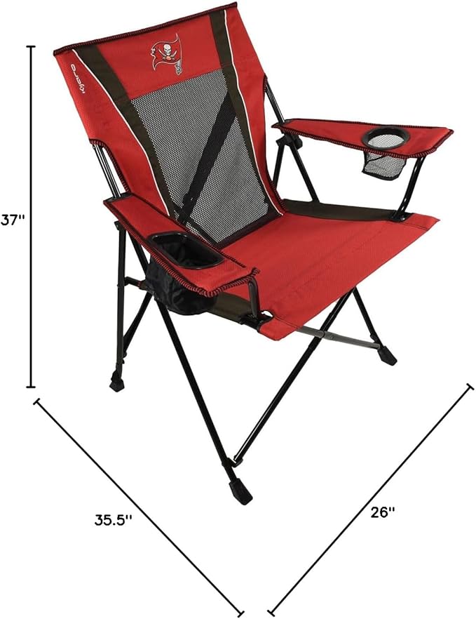Kijaro Sports Fan Folding Chair, 26" L x 35.5" W x 37" H, Tampa Bay Buccaneers