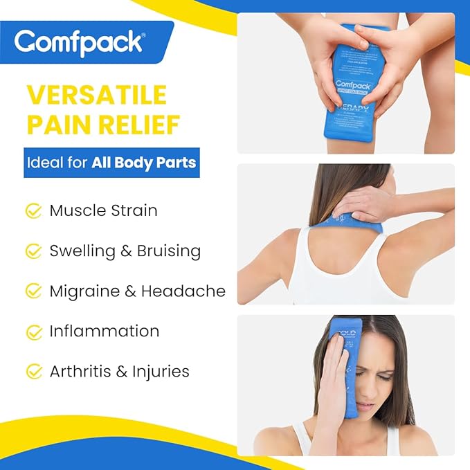 Soft Ice Packs for Sports Injuries, Long Lasting Multipurpose Gel Ice Pack with Dual Temperatures for Muscle Pain Relief & Strains, Handheld Design Cold Pack for Head, Shoulder, Knee, Ankle
