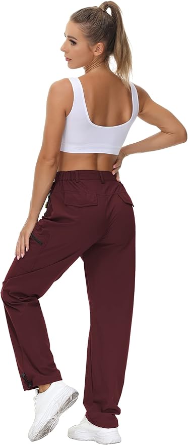 VVK Women's Hiking Cargo Pants Lightweight Quick Dry Outdoor Athletic Pants Camping Climbing Golf Zipper Pockets