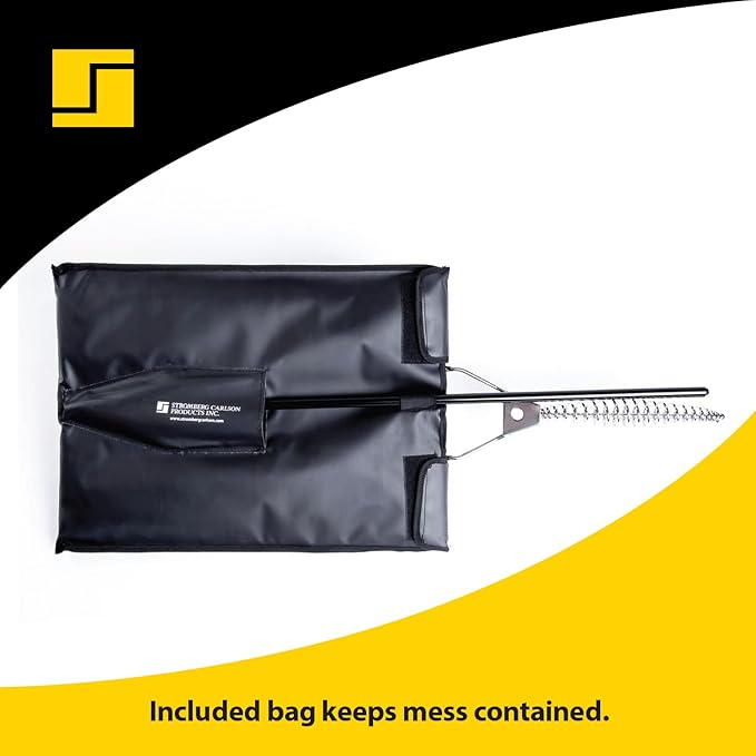 Stromberg Carlson Stake & Grill – Portable Camping Grill Grate for Outdoor Camping, Backpacking, and RV Use, Campfire Cooking Equipment for Fire Pit Cooking, Silver, 15"x22" w/ 36" Long Stake