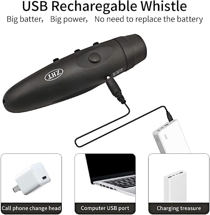 ZHT Electronic Whistles for Referees with USB Charging, 3 Tone High Volume Emergency Whistle for Referee Coaches Teacher, Outdoor Camping Hiking Boating Safety Whistles with Lanyard