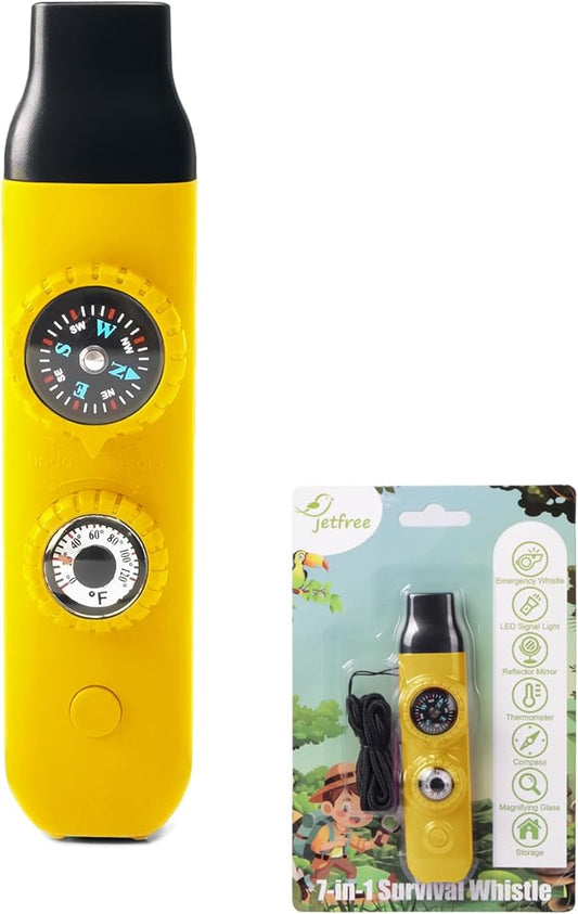 Multifunctional Survival Emergency Whistle for Kids with Compass Hiking Survival, Thermometer & Neck Lanyard | Emergency Safety Gear for Hiking, Camping, Kayaking, Boating, Climbing