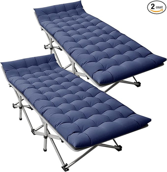 LILYPELLE Folding Camping Cot, Extra Wide Heavy Duty Sleeping Cots with Carry Bag, Double Layer Oxford Portable Travel Camp Cots for Home, Office Nap and Outdoor Beach