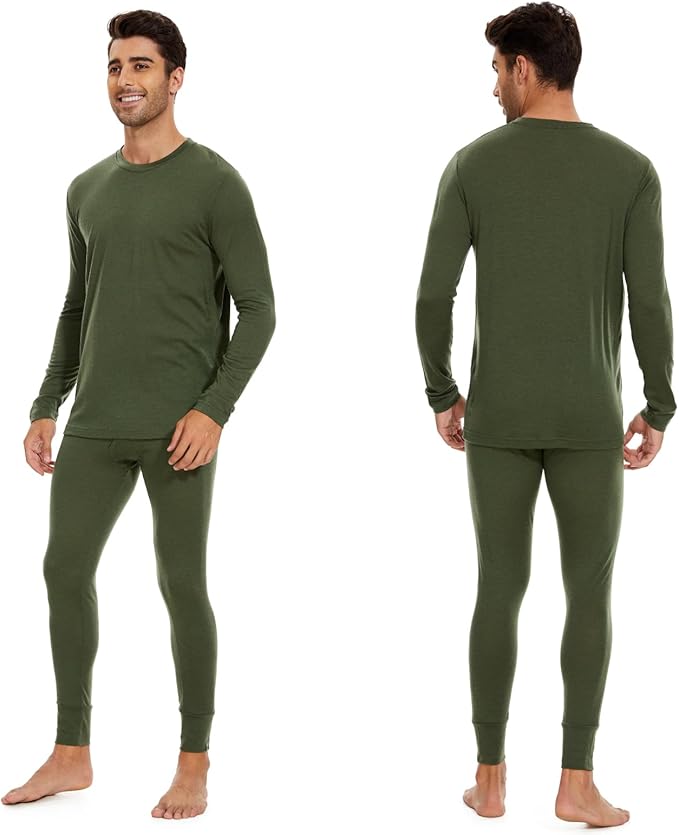 MERINNOVATION Merino Wool Base Layer Set for Men 100% Merino Wool Thermal Underwear Long Sleeve