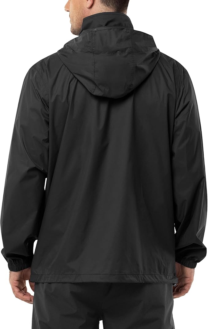 Outdoor Ventures Men's Rain Jacket Waterproof Lightweight Packable Rain Shell Raincoat with Hood for Golf Hiking Travel
