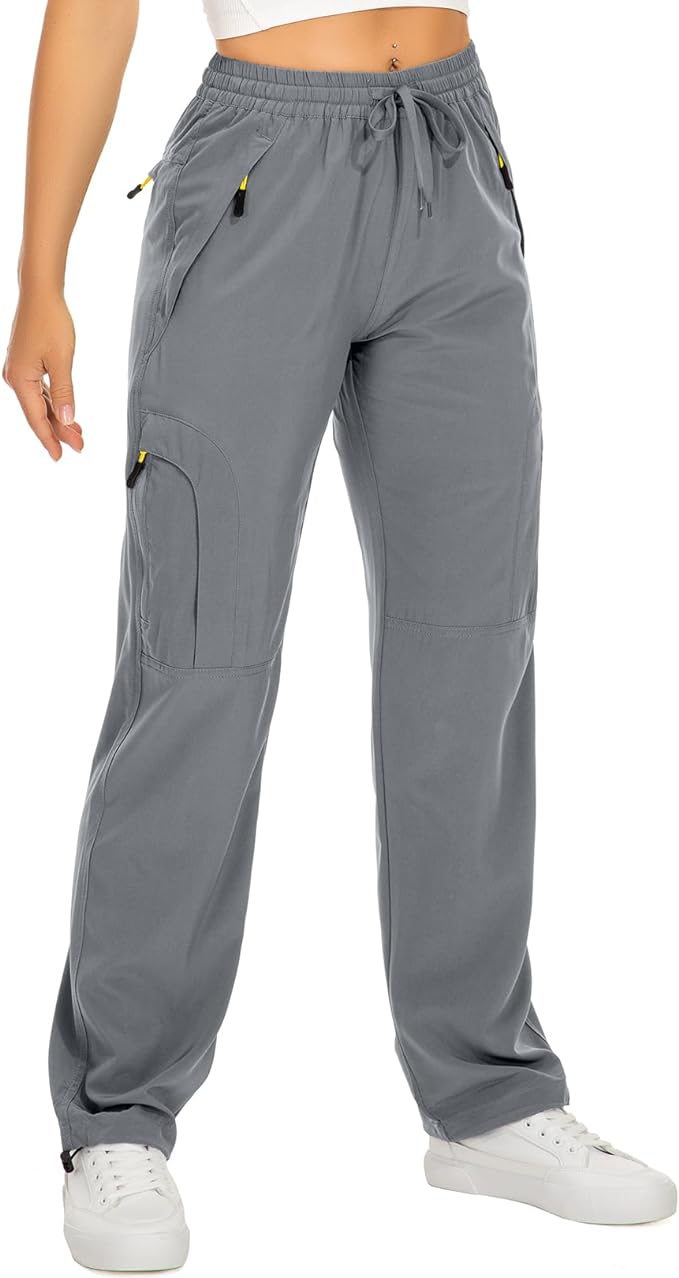 Womens Hiking Pants Quick Dry UPF 50 Lightweight Travel Golf Cargo Safari Pants Zipper Pockets