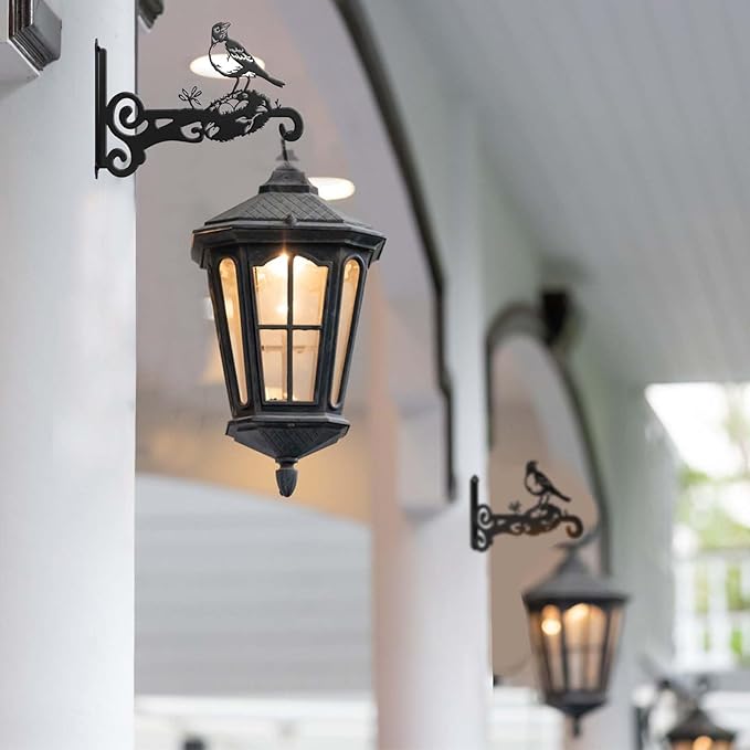4-Pack Aesthetic Wall Plant Hanger Indoor and Outdoor ??10 Inch Metal Hanging Plant Bracket with Beautiful Bird Pattern ??Heavy Duty Plant Hooks for Hanging Plants, Bird Feeder, Wind Chime, Lantern