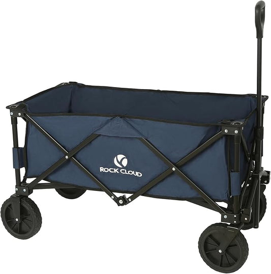 ROCK CLOUD Folding Wagon Cart Utility Outdoor Camping Carry Cart Heavy Duty Portable Collapsible Garden Cart with Universal Wheels and Adjustable Handle for Outdoor Camping Beach Sports