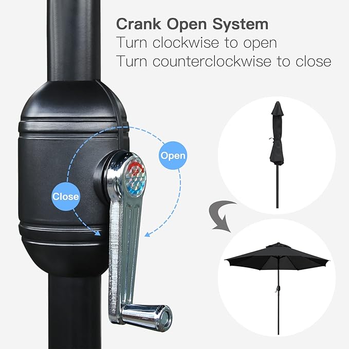 Sunnyglade 9' Patio Umbrella Outdoor Table Umbrella with 8 Sturdy Ribs