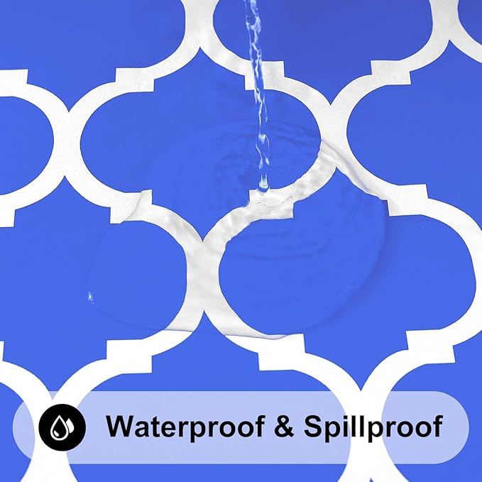 Smiry Rectangle Picnic Table Cover, Waterproof Elastic Fitted Camping Tablecloths for 6 Foot Tables, Wipeable Flannel Backed Vinyl Tablecloth Protector for Indoor, Outdoor (Blue, 36x72 Inches)