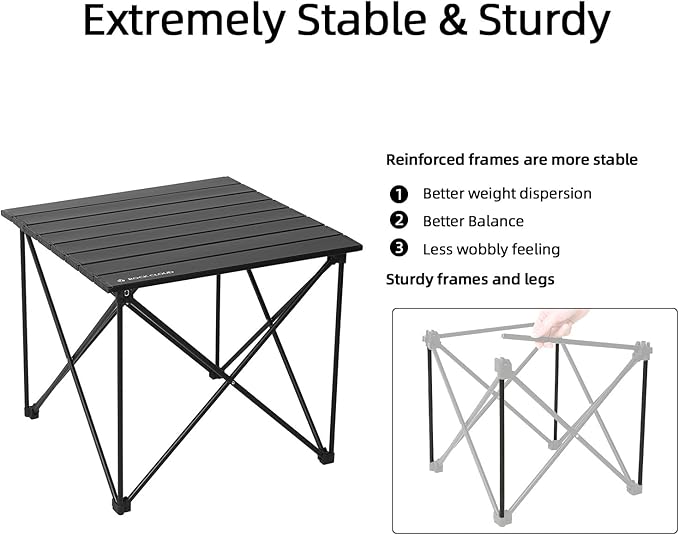 ROCK CLOUD Portable Camping Table Ultralight Aluminum Camp Table Folding Compact Beach Table for Camping Hiking Backpacking Outdoor Picnic(Reinforced Frame-Medium)