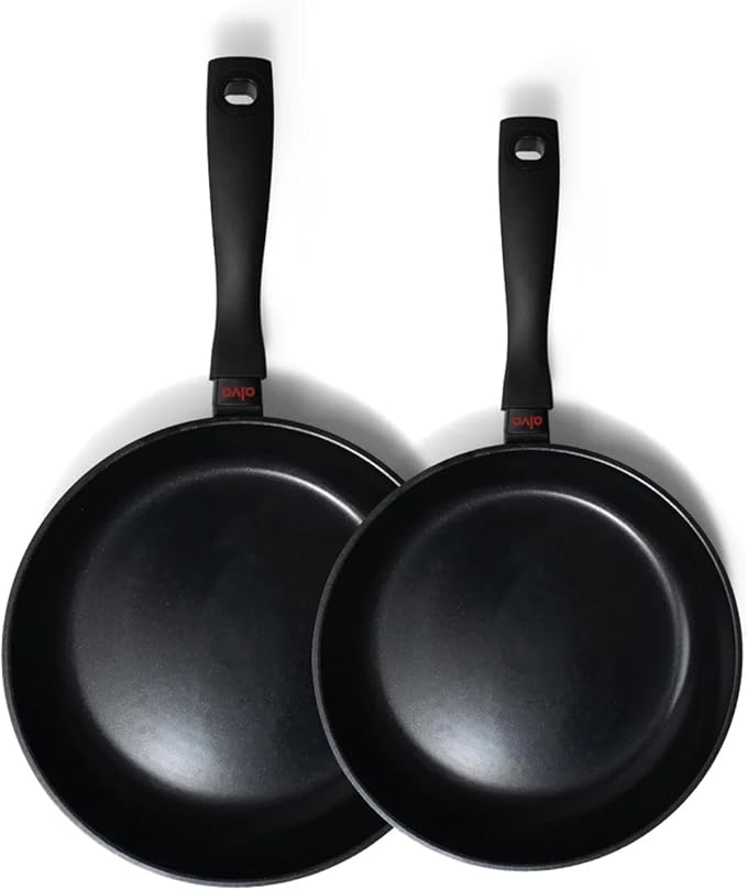 Alva Energy 8" & 11" Ceramic Nonstick Frying Pan Set – PFAS/PTFE-Free – Induction, Gas & Electric Compatible – Lightweight with Stay-Cool Handles – Even Heating, Dishwasher Safe