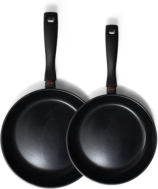Alva Energy 8" & 11" Ceramic Nonstick Frying Pan Set – PFAS/PTFE-Free – Induction, Gas & Electric Compatible – Lightweight with Stay-Cool Handles – Even Heating, Dishwasher Safe