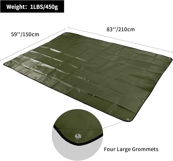 RedSwing 2 Pack Heavy Duty Waterproof Emergency Thermal Tarp, Insulated Survival Blanket for Outdoor Camping, Hiking, and Emergency Shelter, Green+Black