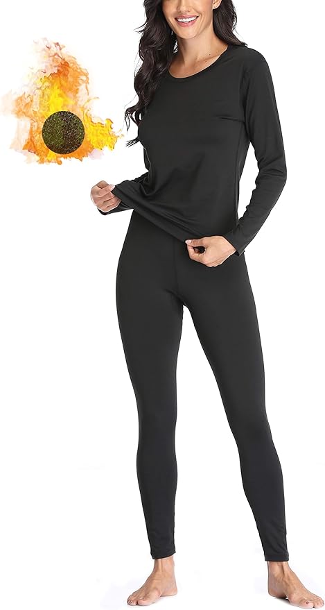 Women 's Thermal Underwear Set with Lightweight Ultra Soft Fleece Lined,Long John Set, Skiing Base Layer
