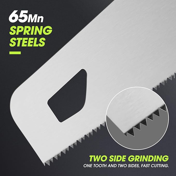 DNA MOTORING 2pcs 17in Bi-Ground Teeth Hand Saw, Universal Cuts for Pruning, Trimming Branches, Garden, Camping, Lawn, With TPR Handle, TOOLS-00590