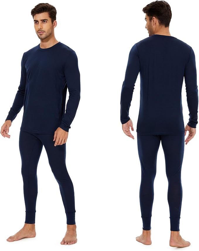 MERINNOVATION Merino Wool Base Layer Set for Men 100% Merino Wool Thermal Underwear Long Sleeve